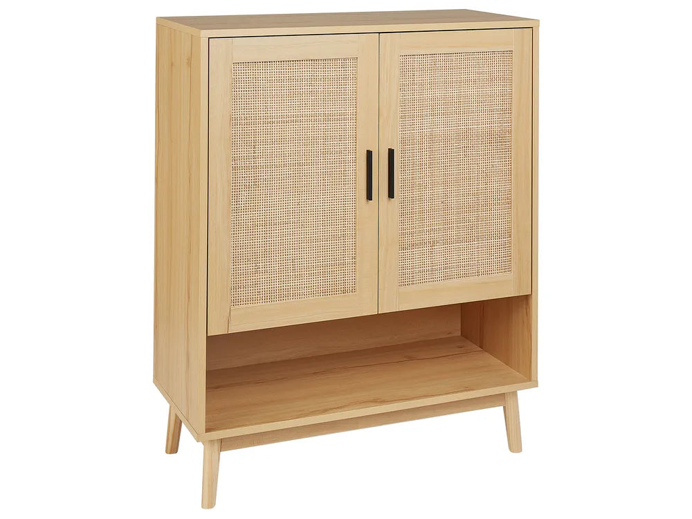 Schoenenkast van rotan, lichtbruin
