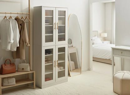 Shoe Storage Cabinet with LED Lights White