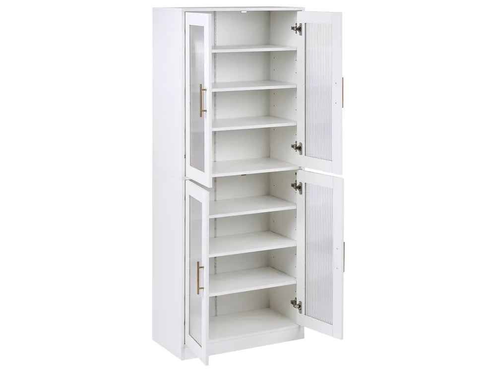 Shoe Storage Cabinet with LED Lights White