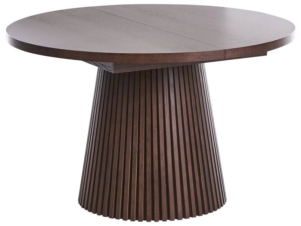 Uitschuifbare eettafel van donker essenhout