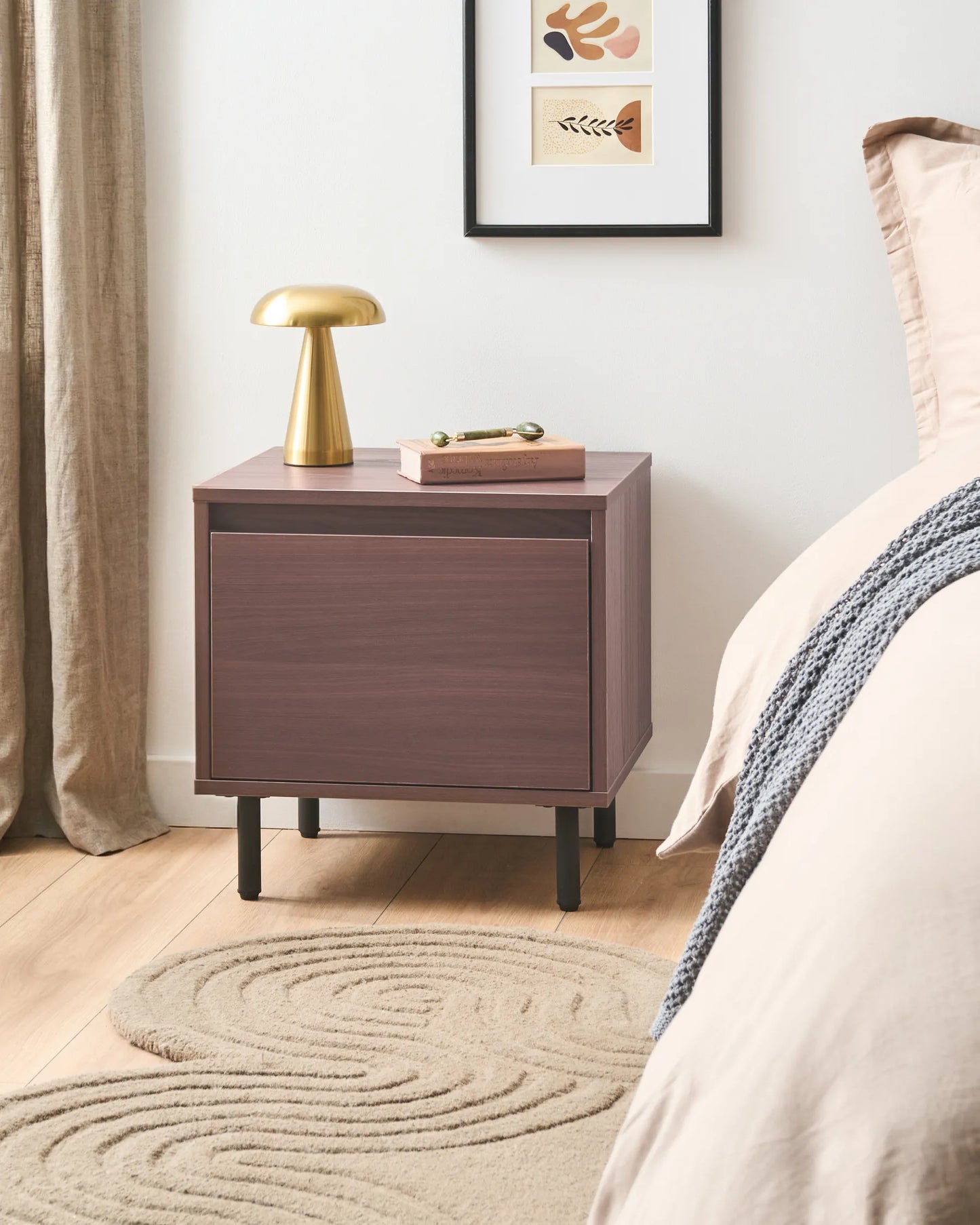 1 Drawer Bedside Table NIKEA Dark Brown
