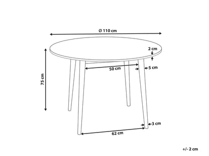 Dining Table RADAN Light Brown 110 cm 110 cm