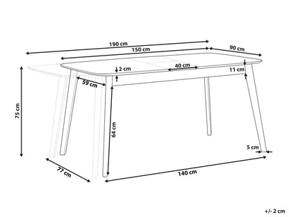Uitschuifbare eettafel licht eikenhout 150/190 cm 90 cm