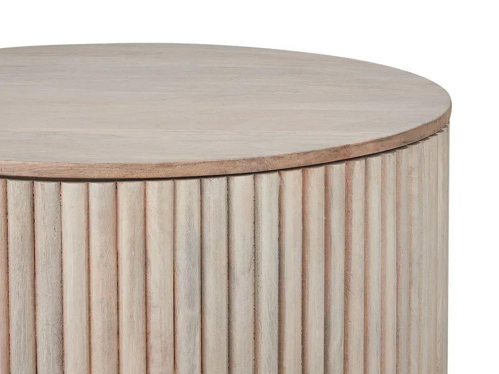 Salontafel van mangohout, lichtbruin, met opbergruimte