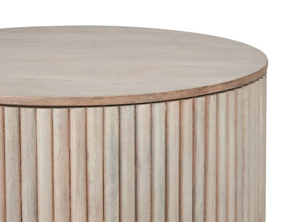 Salontafel van mangohout, lichtbruin, met opbergruimte