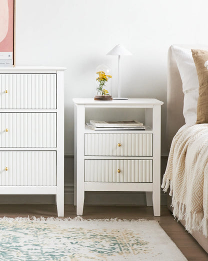 2 Drawer Bedside Table White