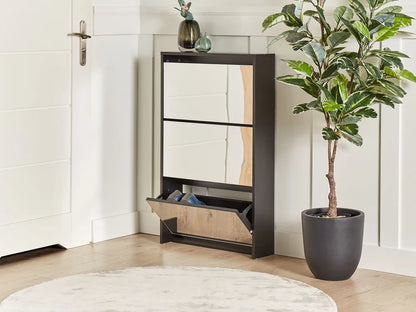 Schoenenkast met opbergruimte, zwart
