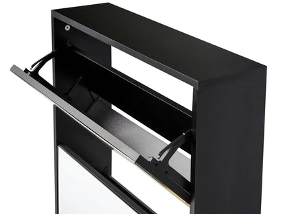 Schoenenkast met opbergruimte, zwart