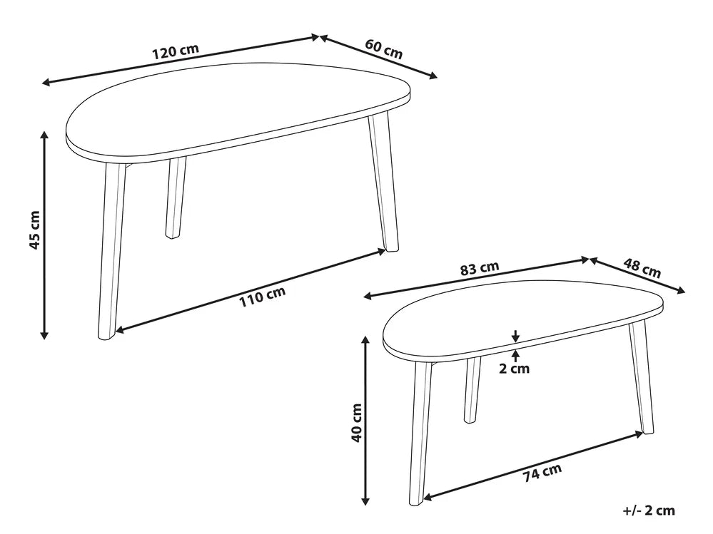 Set van 2 salontafels FLY wit