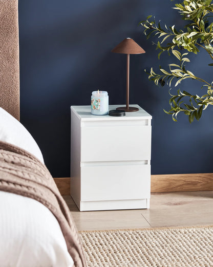 2 Drawer Bedside Table White