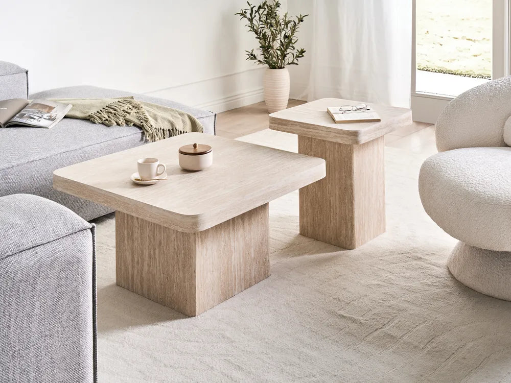 Salontafel met travertineffect